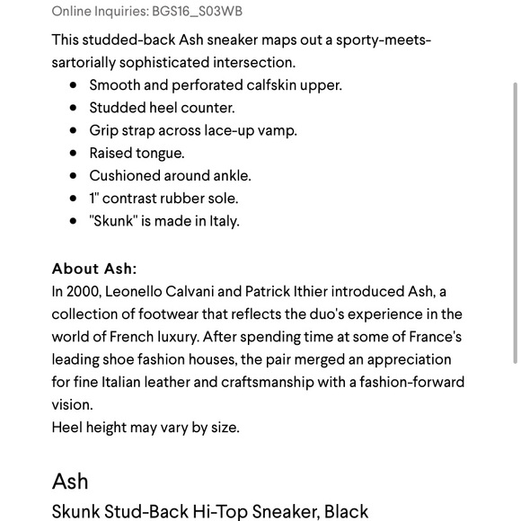 Ash skunk RARE stud-back hi top sneaker black - Picture 8 of 8